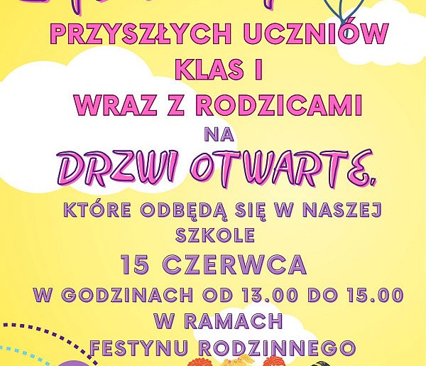 Zaproszenie na Drzwi Otwarte i Festyn w Szkole Podstawowej w Rydzynie-98162