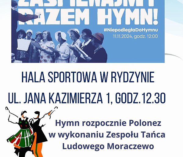  Wspólne śpiewanie hymnu w Rydzynie z okazji Święta Niepodległości-100664