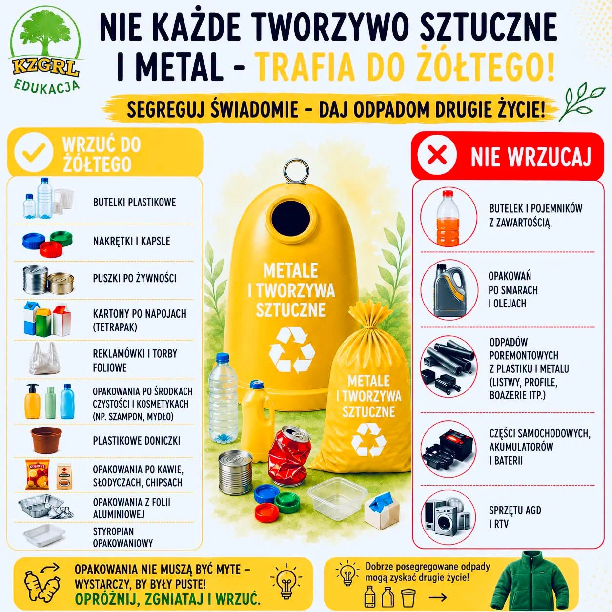 Co wyrzucać do żółtego pojemnika? Przypomnienie zasad segregacji