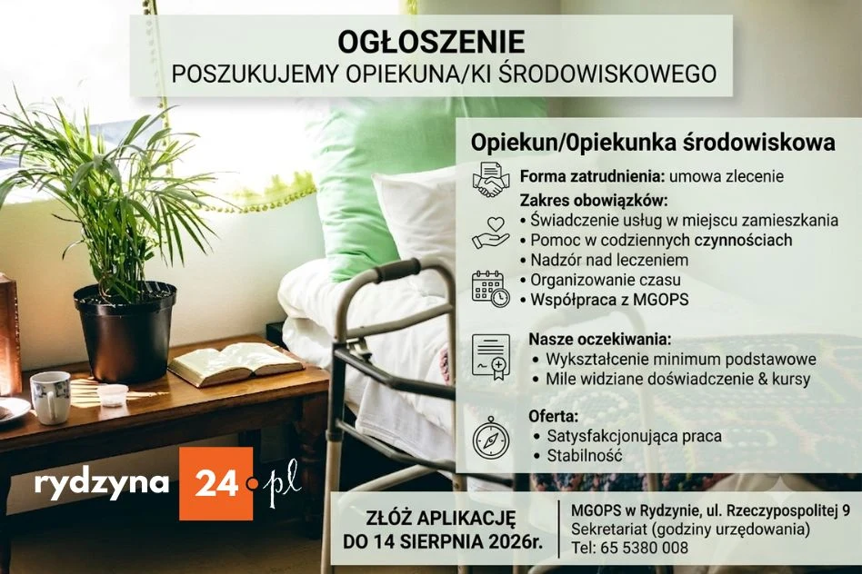 MGOPS w Rydzynie rekrutuje. Poszukiwani opiekunowie środowiskowi