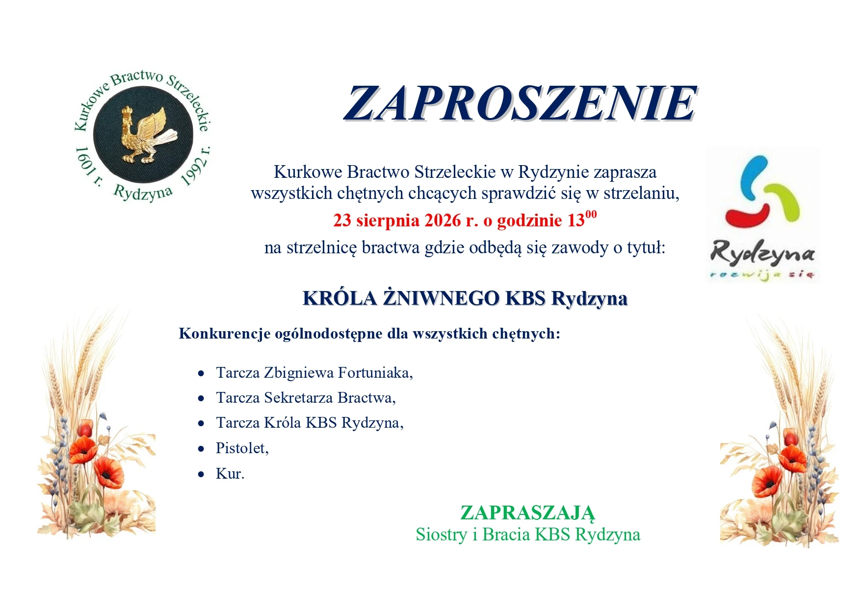 KBS Rydzyna: Otwarte zawody o tytuł Króla Żniwnego
