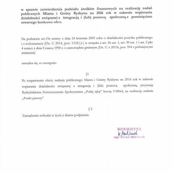 RSS „Podaj rękę” otrzymało 3 tys. zł.