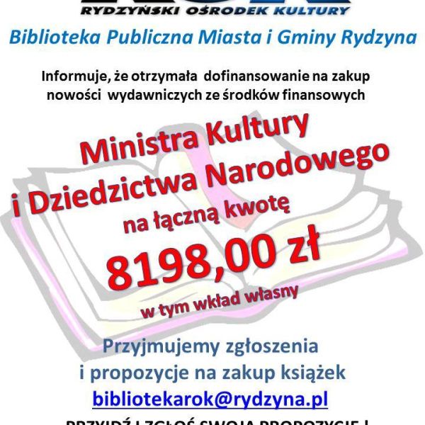 Dofinansowanie dla biblioteki w Rydzynie