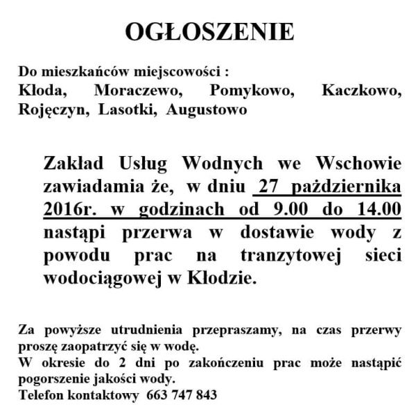Nie będzie wody