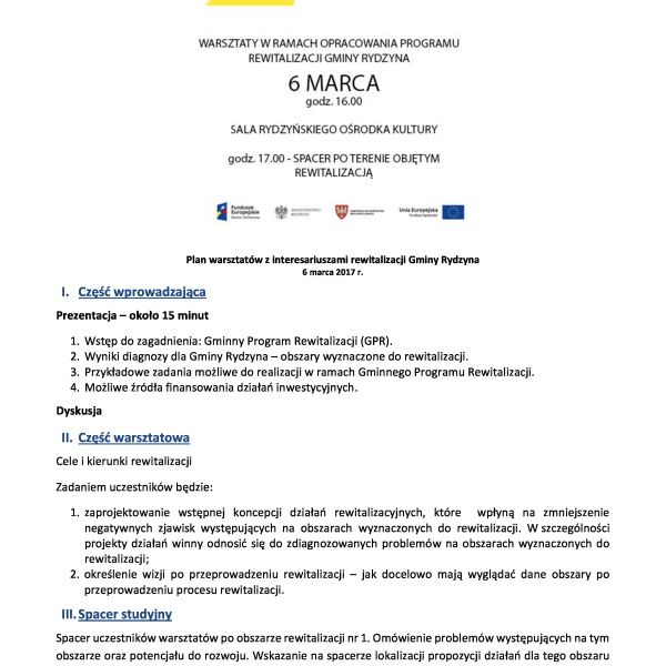 Rewitalizacja Gminy Rydzyna – warsztaty