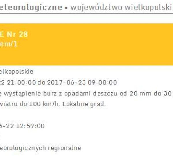  Ostrzeżenie przed burzą
