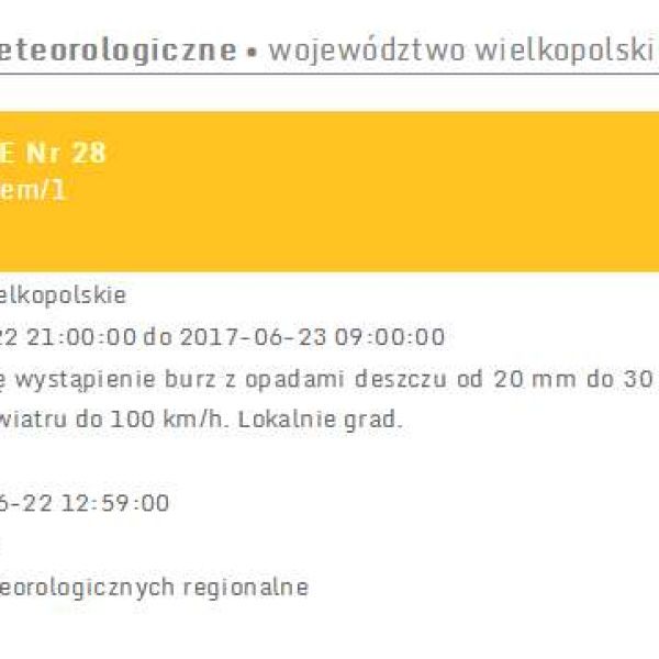 Ostrzeżenie przed burzą