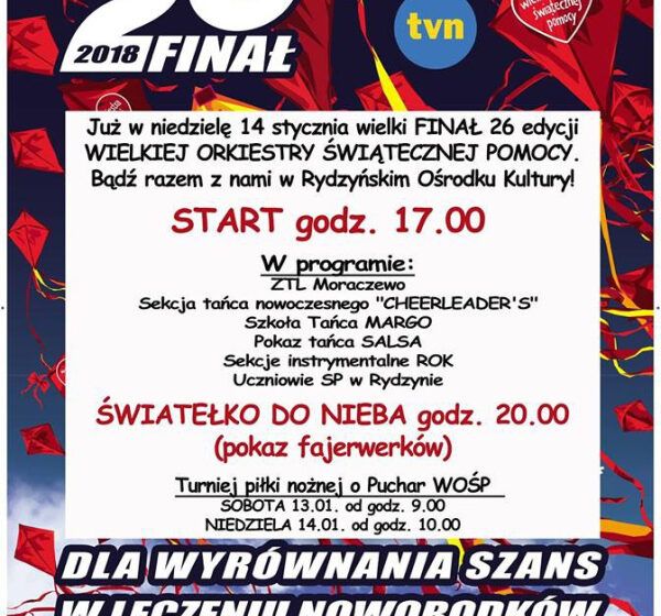  26 finał WOŚP w Rydzynie zapraszamy