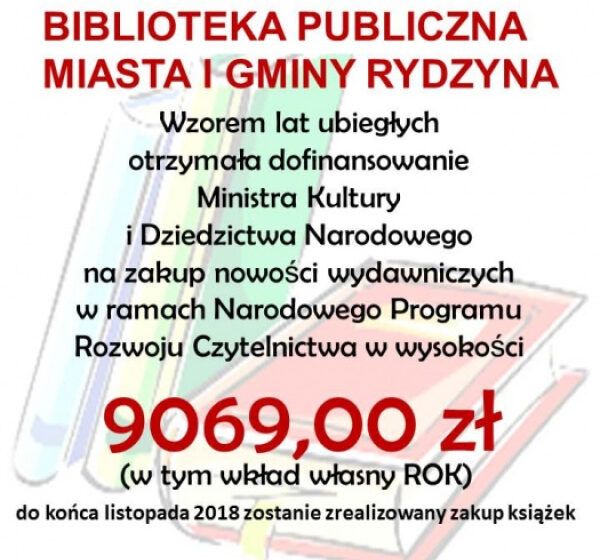  Biblioteka w Rydzynie otrzymała dofinansowanie