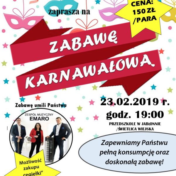 Zabawa karnawałowa w Jabłonnie
