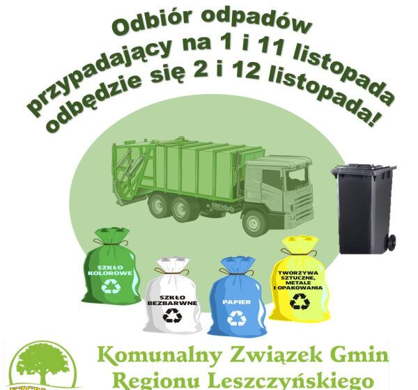  Zmiany w odbiorze odpadów w dni świąteczne 1 i 11 listopada