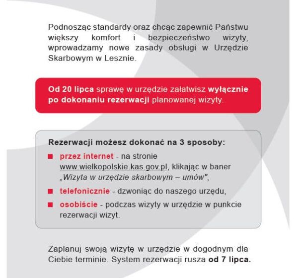  Umów wizytę w urzędzie skarbowym -nowe zasady obsługi bezpośredniej