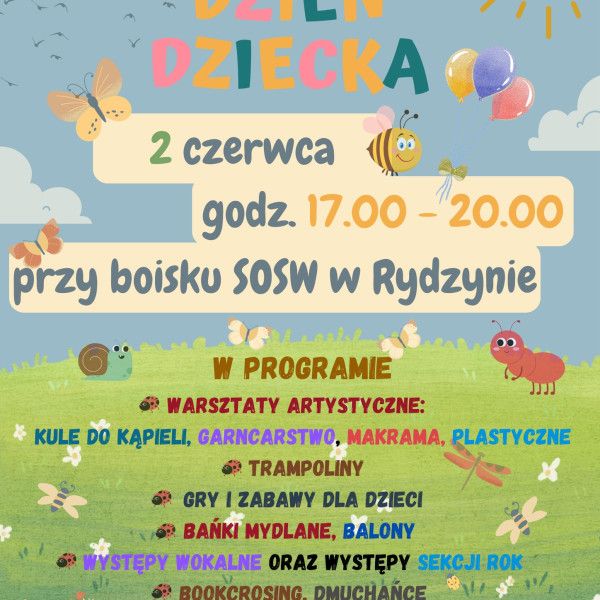 ZAPRASZAMY NA DZIEŃ DZIECKA W RYDZYNIE