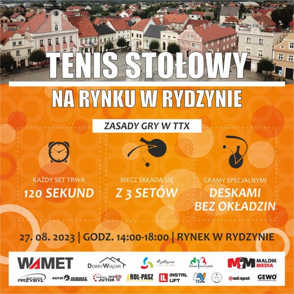 Zapraszamy na piknik „Tenis stołowy na Rynku w Rydzynie”