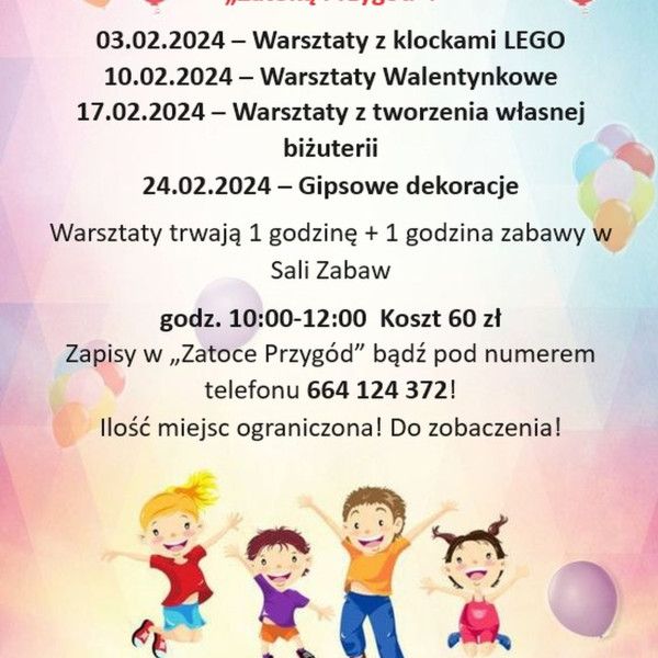 Zapraszamy na sobotnie warsztaty z Zatoka Przygód Centrum Kreatywnej Zabawy