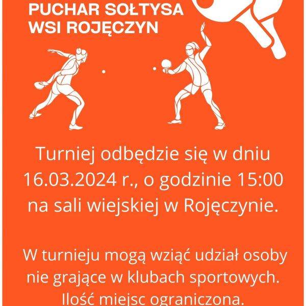 Zachęcamy do udziału w V Turnieju Tenisa Stołowego w Rojęczynie