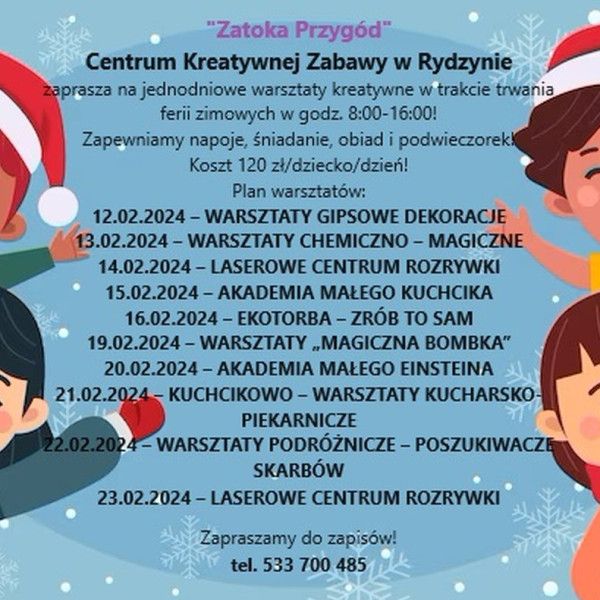Zatoka Przygód Centrum Kreatywnej Zabawy zaprasza na jednodniowe warsztaty kreatyw