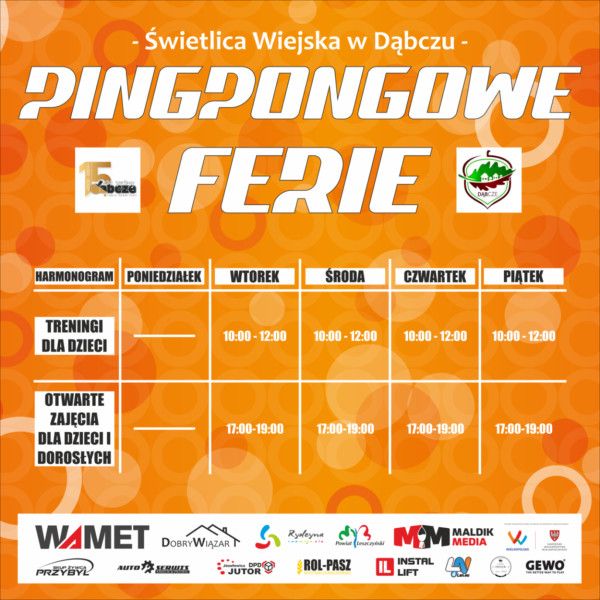Zapraszamy na “Pingpongowe Ferie”