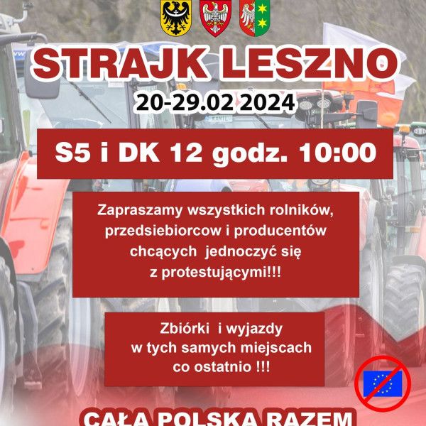 Kolejne protesty rolników od 20 do 29 lutego