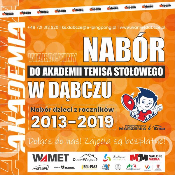 Wakacyjny Nabór do Akademii Tenisa Stołowego w Dąbczu