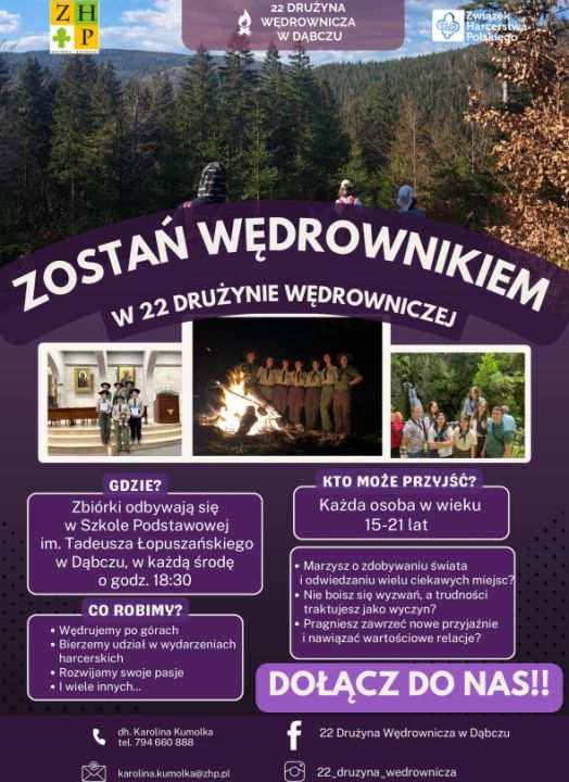 Zostań wędrownikiem w 22 Drużynie Wędrowniczej w Dąbczu!