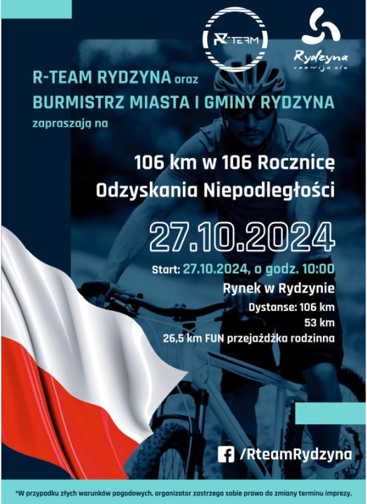 Rajd Rowerowy Rydzyna 2024 – 106 km na 106. Rocznicę Odzyskania Niepodległości