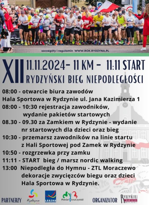 Rydzyński Bieg Niepodległości – zakończono zapisy, czekamy na uczestników