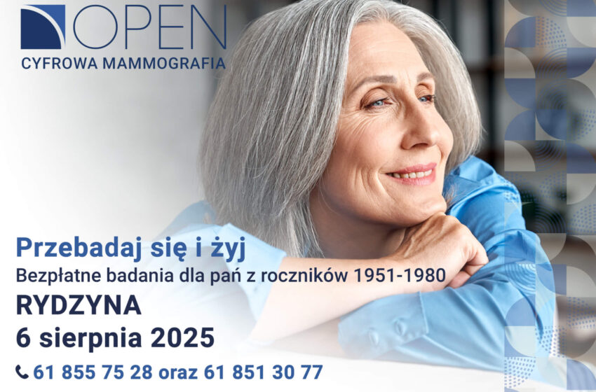 Bezpłatne badania mammograficzne w Rydzynie dla kobiet z roczników 1951–1980