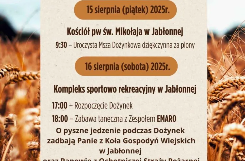  Dożynki w Jabłonnej – dwa dni świętowania plonów