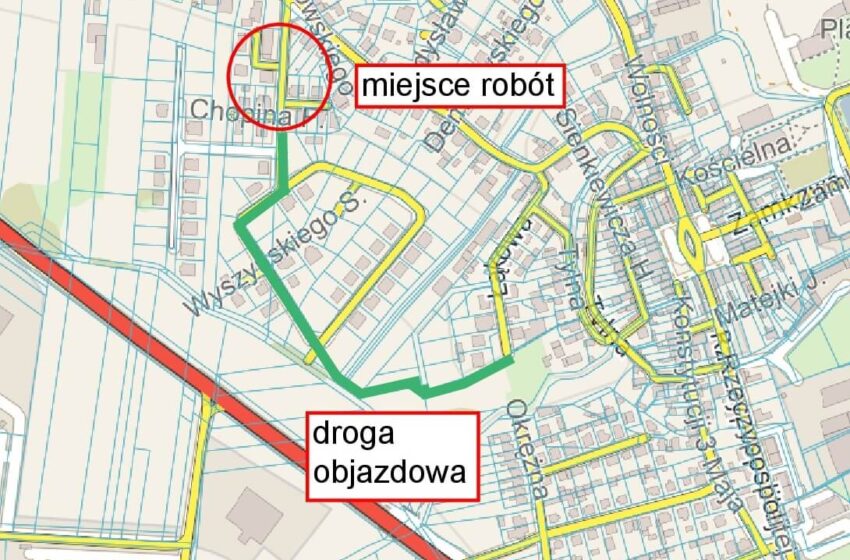 Zamknięcia dla ruchu ulic Kurpińskiego, Chopina i Moniuszki w Rydzynie
