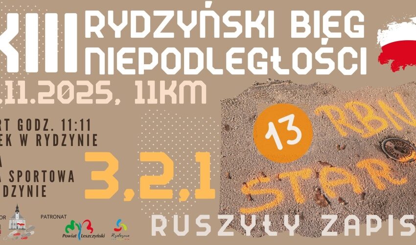XIII Rydzyński Bieg Niepodległości – zapisy rozpoczęte