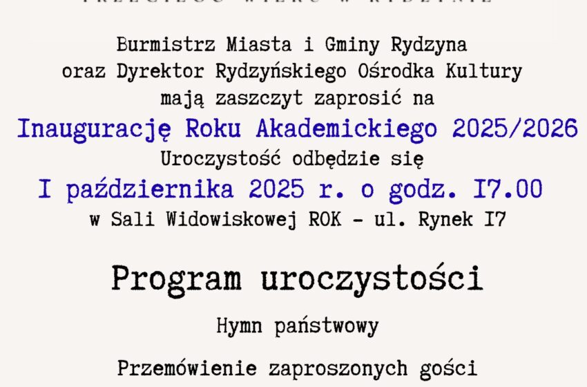  Uniwersytet Trzeciego Wieku w Rydzynie rozpoczyna nowy rok akademicki
