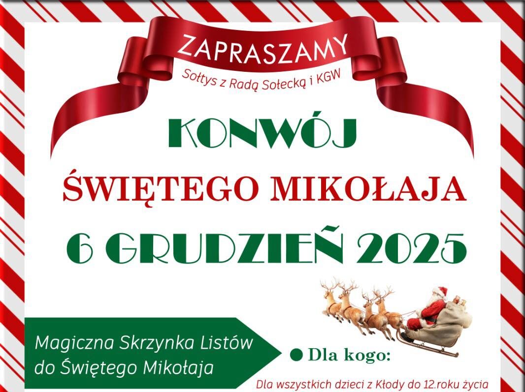 Konwój Świętego Mikołaja przejedzie przez Kłodę